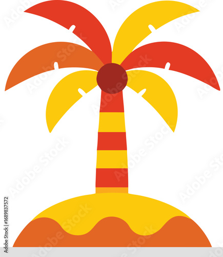 Vibrant tropical palm tree island design for tourism promotion