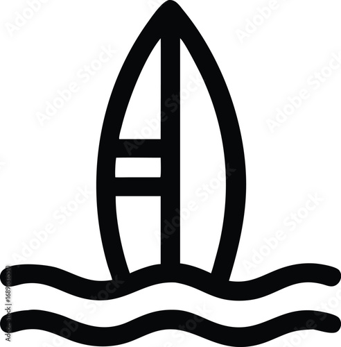 Windsurfing Icon – Sailboard Silhouette on Waves