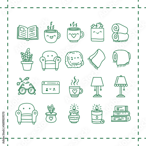 cozy home items and activities.