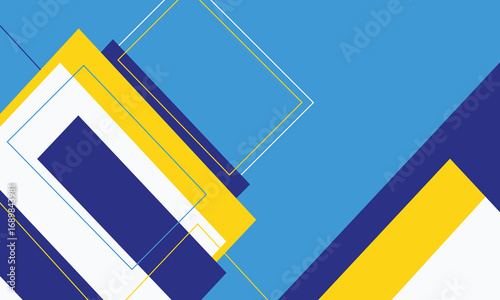 Vibrant abstract background with bold blue and yellow shapes, sharp diagonals, and modern geometry