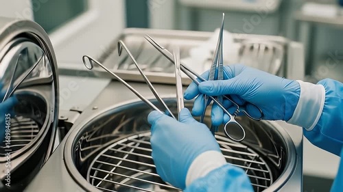 Medical Professional Holding Surgical Instruments in Sterile Environment