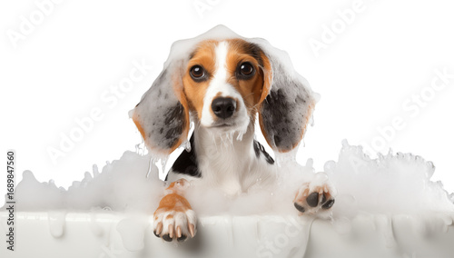 Beagle Dog in a Bubble Bath transparent background png