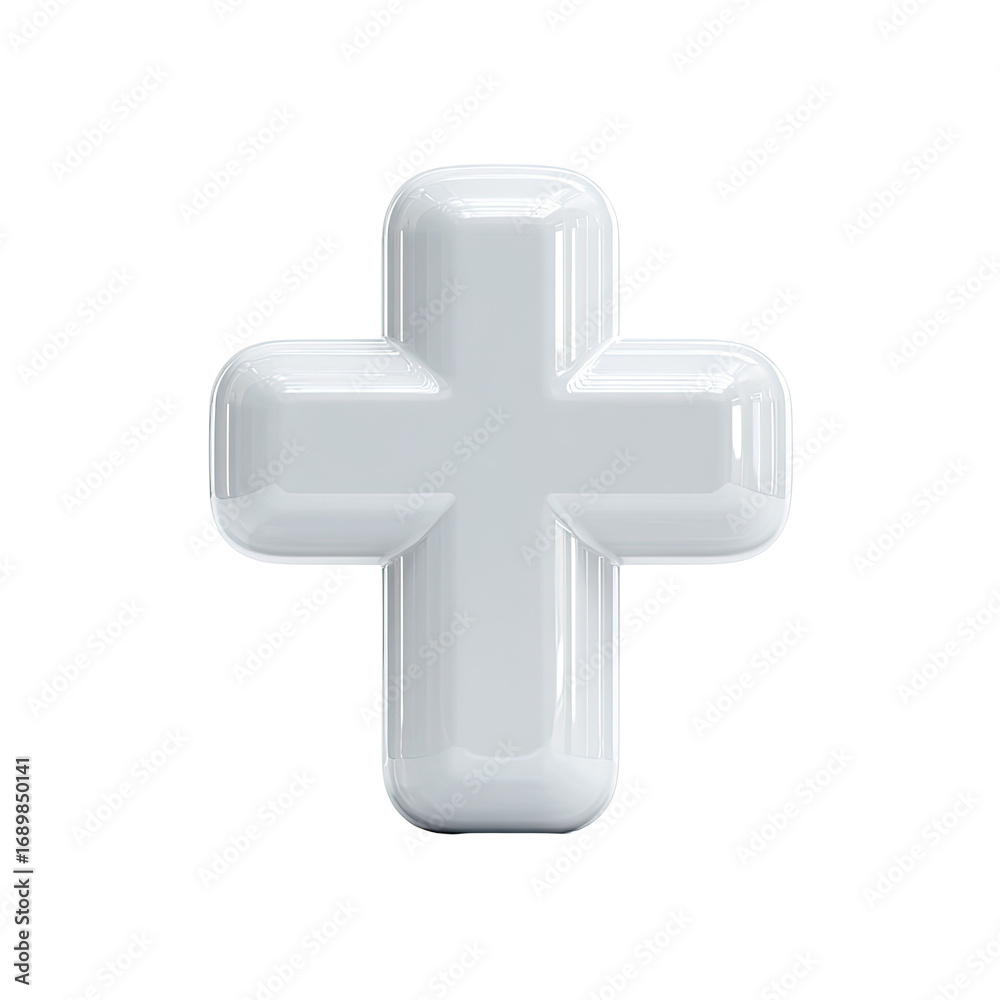Obraz premium White plus sign, 3D, geometric, smooth surface