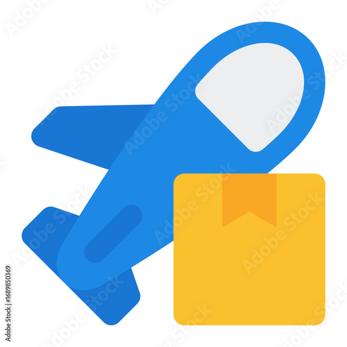 Airplane delivery icon. Air cargo transport symbol. Logistics shipping and fast delivery collection. Flat Icon