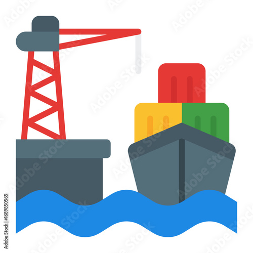 Seaport icon. Shipping dock symbol. Cargo port and global logistics collection. Flat Icon