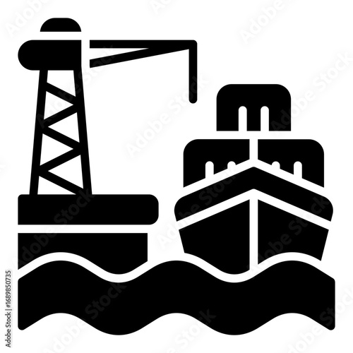 Seaport icon. Shipping dock symbol. Cargo port and global logistics collection. Glyph Icon