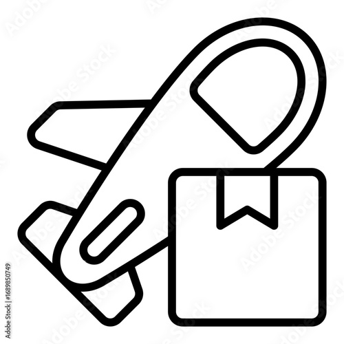 Airplane delivery icon. Air cargo transport symbol. Logistics shipping and fast delivery collection. Line Icon
