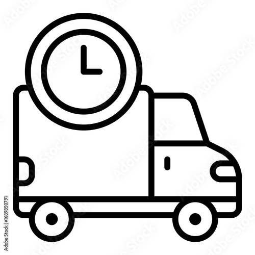 Delivery time icon. On-time shipping symbol. Logistics schedule and express delivery collection. Line Icon
