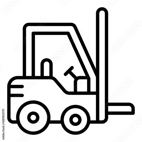 Forklift icon. Warehouse vehicle symbol. Logistics equipment and cargo handling collection. Line Icon