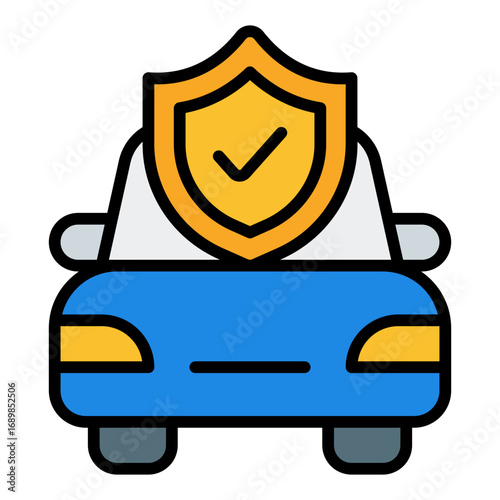 Car insurance icon. Vehicle protection symbol. Auto policy and accident coverage collection. Filled Line Icon