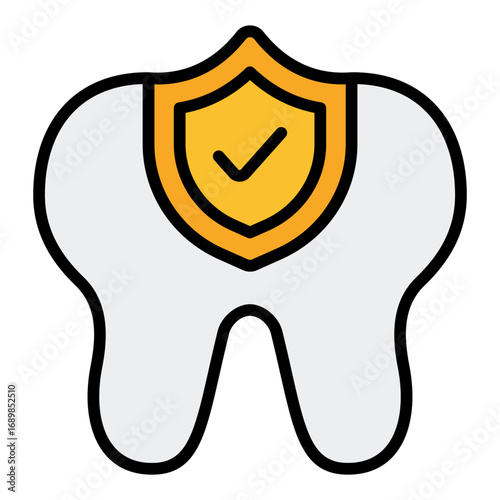 Dental insurance icon. Oral health protection symbol. Dental care and medical policy collection. Filled Line Icon