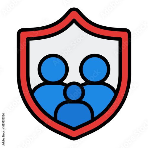 Family insurance icon. Household protection symbol. Health and life coverage collection. Filled Line Icon