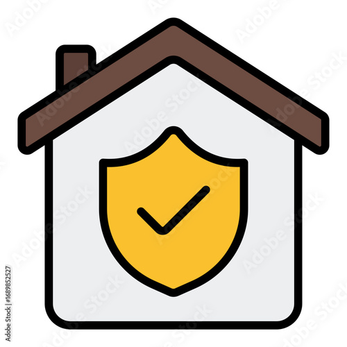 Home insurance icon. Property protection symbol. House safety and damage coverage collection. Filled Line Icon