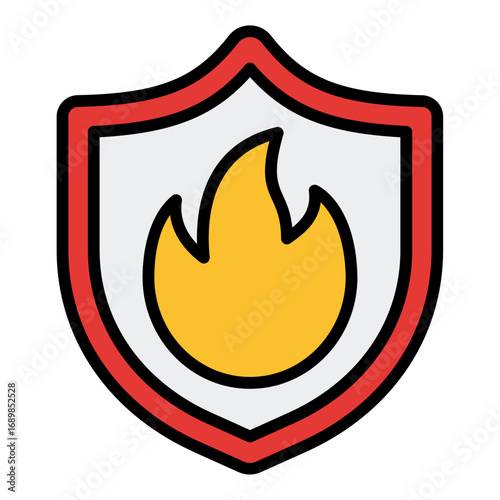 Fire protection icon. Safety insurance symbol. Fire damage and risk coverage collection. Filled Line Icon