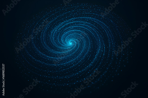 A 3D digital vortex of glowing data particles swirling in a spiral motion, symbolizing the flow and processing of data in a futuristic, abstract way.