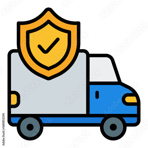 Shipping insurance icon. Delivery protection symbol. Cargo safety and package coverage collection. Filled Line Icon