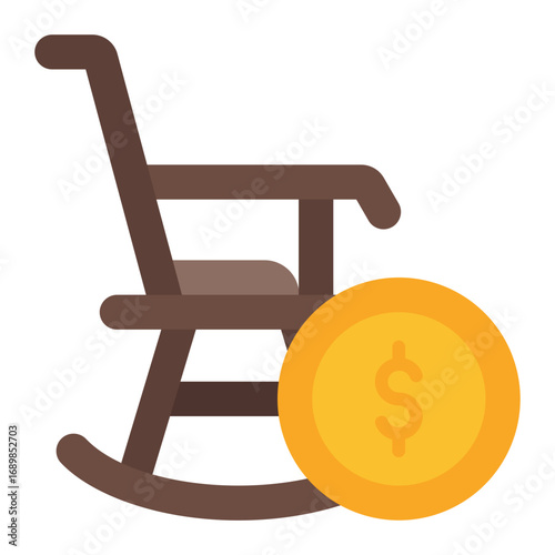 Pension insurance icon. Retirement plan symbol. Old age savings and financial security collection. Flat Icon