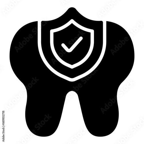 Dental insurance icon. Oral health protection symbol. Dental care and medical policy collection. Glyph Icon