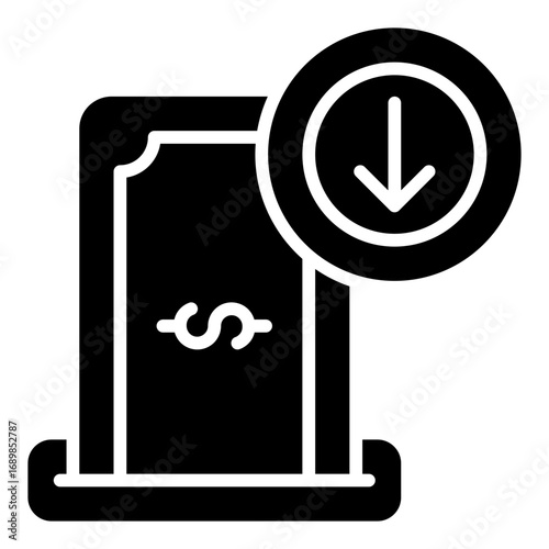 Money deposit icon. Savings protection symbol. Bank insurance and financial policy collection. Glyph Icon