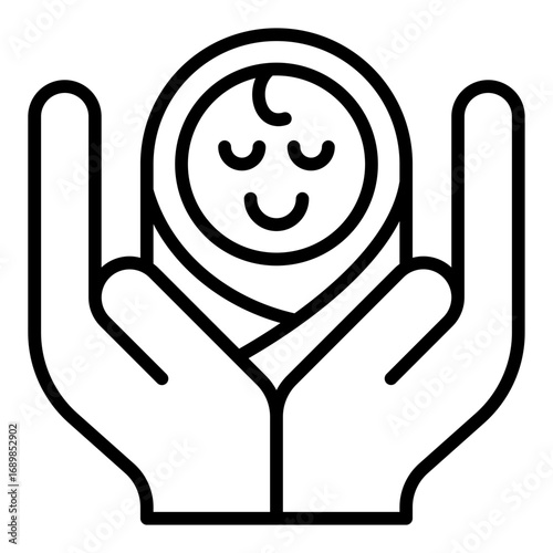 Newborn insurance icon. Baby protection symbol. Child health and family coverage collection. Outline Icon