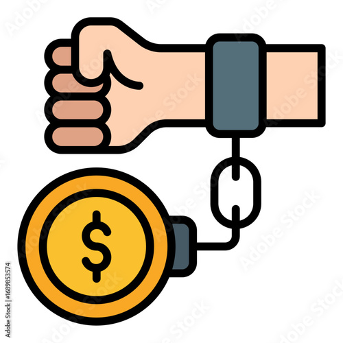 Debt icon. Financial debt symbol. Loan obligation and economy crisis collection. Filled Line Icon