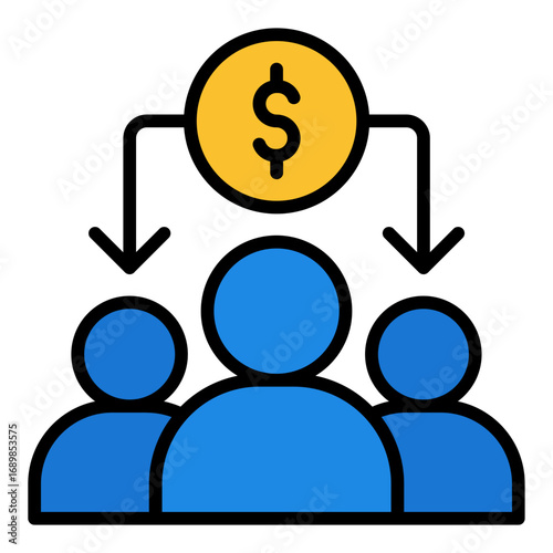 Divided icon. Split finance symbol. Business separation and economic division collection. Filled Line Icon