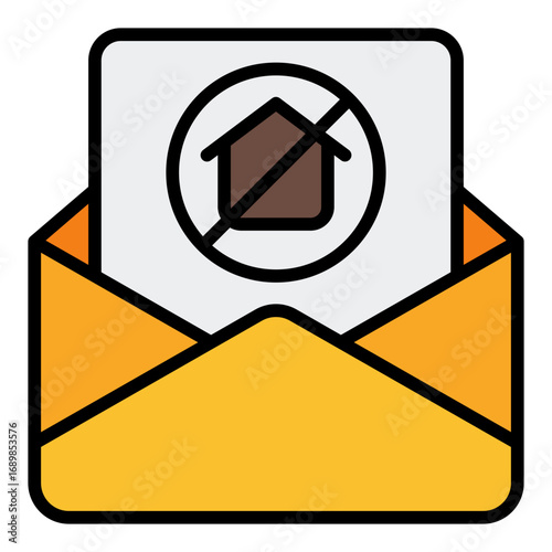 Eviction notice icon. Housing crisis symbol. Real estate and economy recession collection. Filled Line Icon