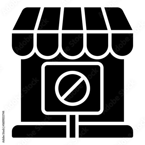 Business closure icon. Company shutdown symbol. Economic downturn and crisis collection. Glyph Icon