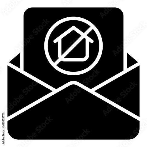 Eviction notice icon. Housing crisis symbol. Real estate and economy recession collection. Glyph Icon
