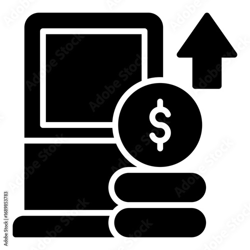 Fuel inflation icon. Rising gas price symbol. Energy cost and economy crisis collection. Glyph Icon