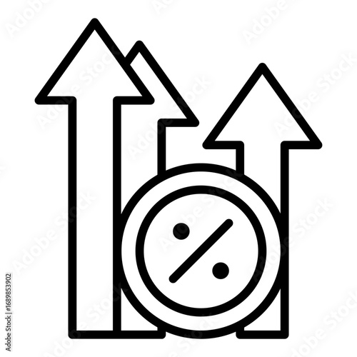 Interest rate icon. Loan percentage symbol. Banking finance and economy policy collection. Outline Icon