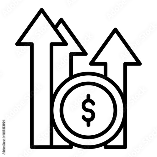 Rising prices icon. Cost increase symbol. Inflation and economy crisis collection. Outline Icon