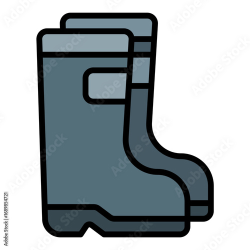 Boots icon. Garden footwear symbol. Farming and outdoor work collection. Filled Line Icon
