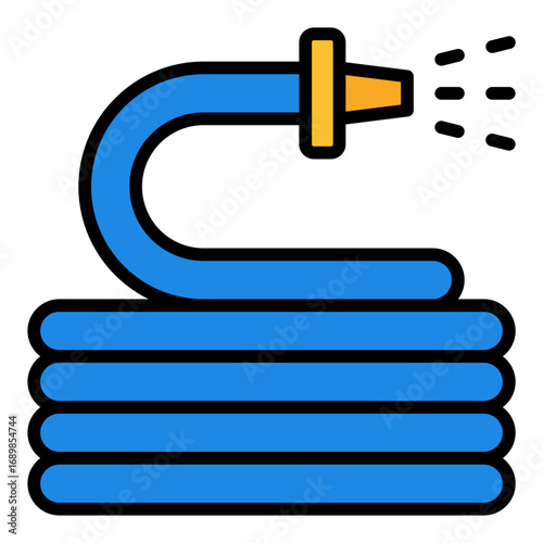 Hose icon. Water hose symbol. Gardening irrigation and plant watering collection. Filled Line Icon