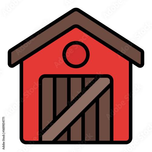 Shed icon. Garden shed symbol. Storage and farming building collection. Filled Line Icon