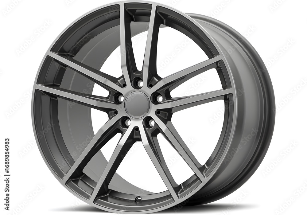 Fototapeta premium Sleek modern alloy wheel design perfect for automotive enthusiasts seeking style and performance upgrades for their luxury vehicle