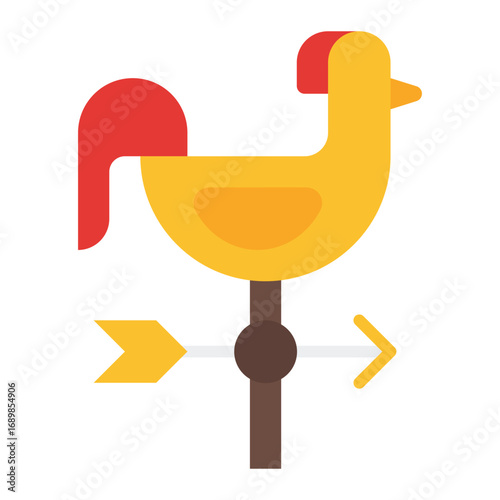 Weather vane icon. Wind direction symbol. Farm tool and gardening collection. Flat Icon