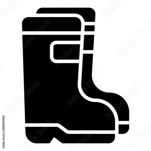 Boots icon. Garden footwear symbol. Farming and outdoor work collection. Glyph Icon