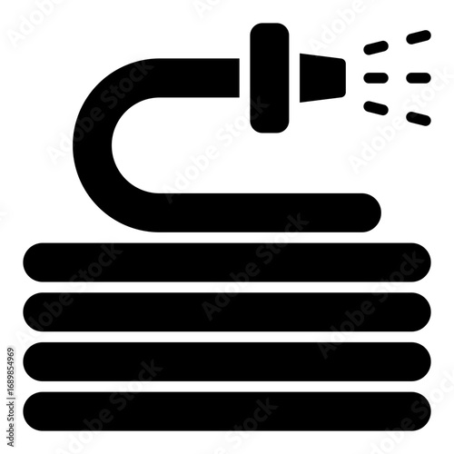 Hose icon. Water hose symbol. Gardening irrigation and plant watering collection. Glyph Icon