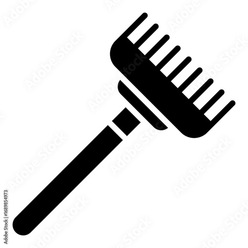 Rake icon. Garden rake symbol. Farming tool and soil cleaning collection. Glyph Icon