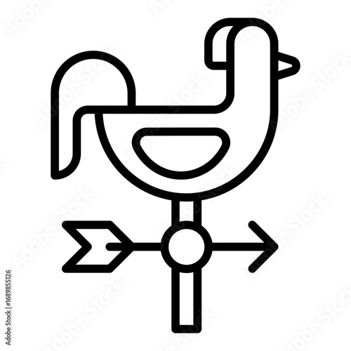 Weather vane icon. Wind direction symbol. Farm tool and gardening collection. Outline Icon