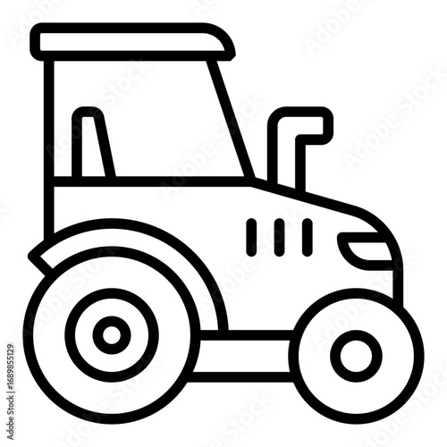 Tractor icon. Farming vehicle symbol. Agriculture machine and gardening collection. Outline Icon