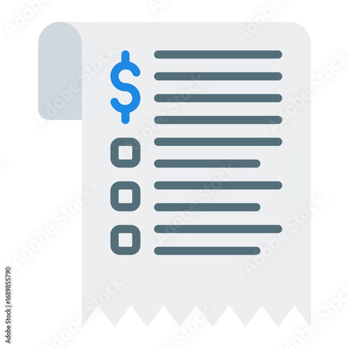 Receipt icon. Payment document symbol. Business transaction and proof collection. Flat Icon
