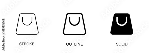 Shopping bag icon for ecommerce, online shopping, business, lifestyle, ui design. Vector stroke, outline and solid icons.