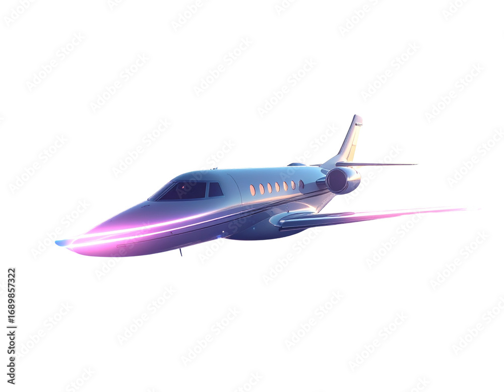 Fototapeta premium Minimalist Private Jet Airplane Isolated on White – Studio PNG (2)