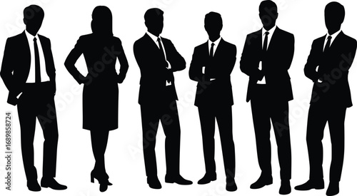 Silhouette, business, team, professionals, corporate, colleagues, standing, unity, collaboration, office, staff, leadership, diversity, workforce, meeting, partnership, success, teamwork, group,