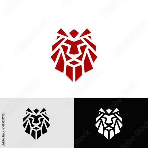 Pride Lion.
features a geometric lion head, created with sharp, angular shapes that give it a bold and modern appearance. The use of red conveys power, courage, and determination, while the symmetry a