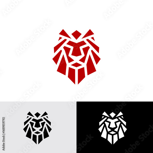 Pride Lion.
features a geometric lion head, created with sharp, angular shapes that give it a bold and modern appearance. The use of red conveys power, courage, and determination, while the symmetry 