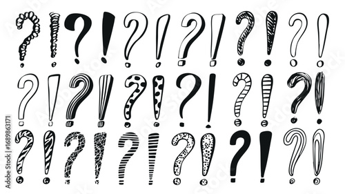 scribble exclamation and question marks marker