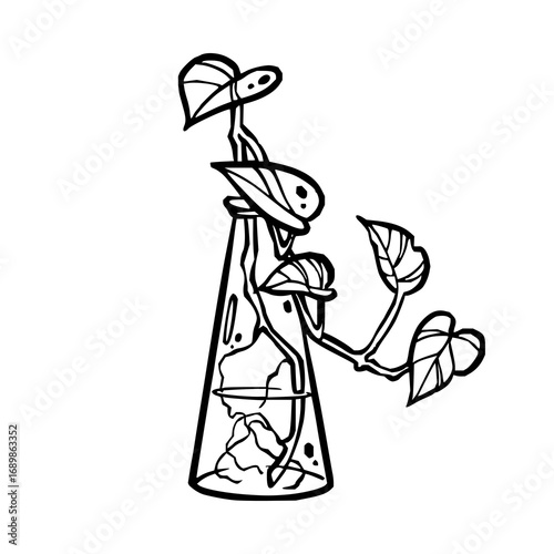 plant growing in Erlenmeyer  flask vector illustration